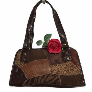 RELIC BAG PATCHWORK & CROC RELIC BROWN CHEETAH LEOPARD CROC ANIMAL PRINT…